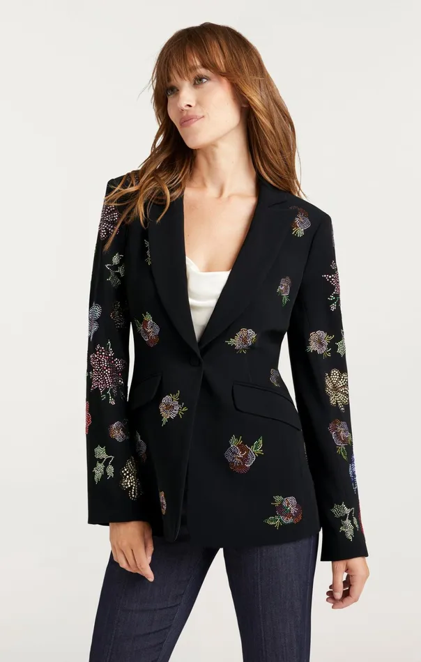 Women Cinq Sept Blazers Heatset Pansy Garden Cheyenne Blazer Blackmulti