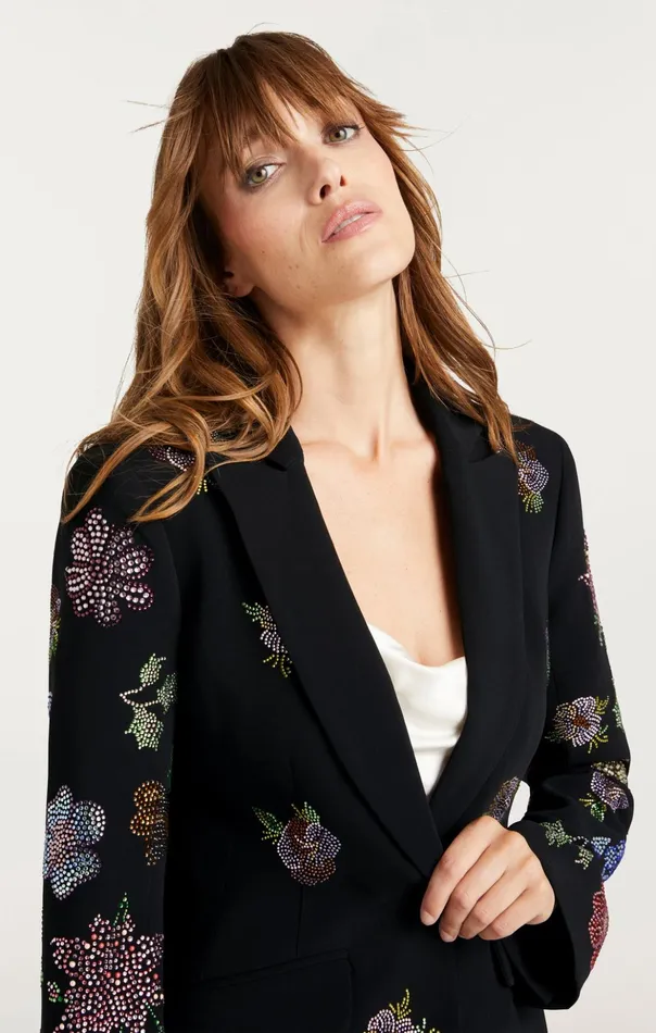Women Cinq Sept Blazers Heatset Pansy Garden Cheyenne Blazer Blackmulti