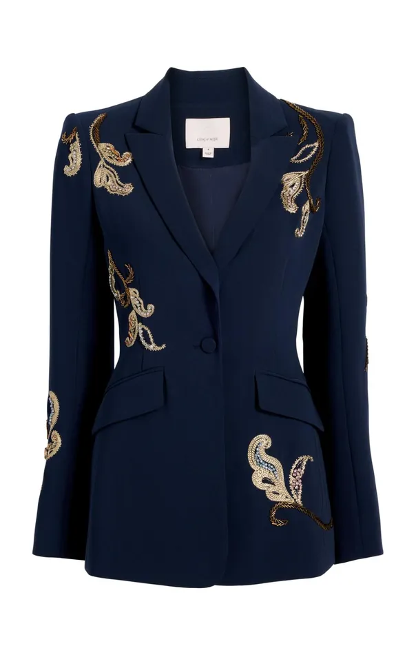 Women Cinq Sept Blazers Paisley Embellished Cheyenne Blazer Navy Multi
