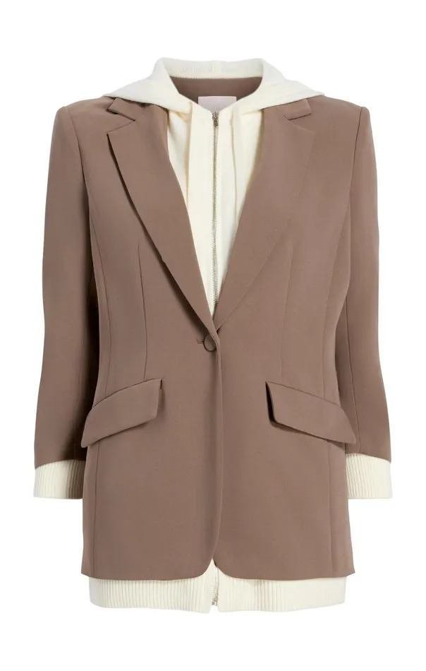 Women Cinq Sept Blazers Sweater Knit Khloe Blazer Taupeivory