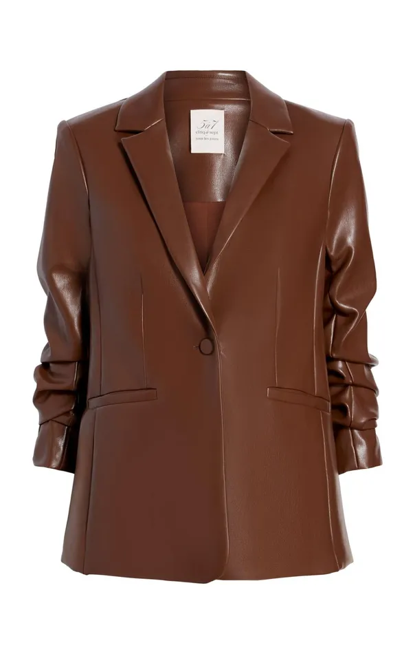 Women Cinq Sept Blazers Vegan Leather Kylie Blazer Espresso