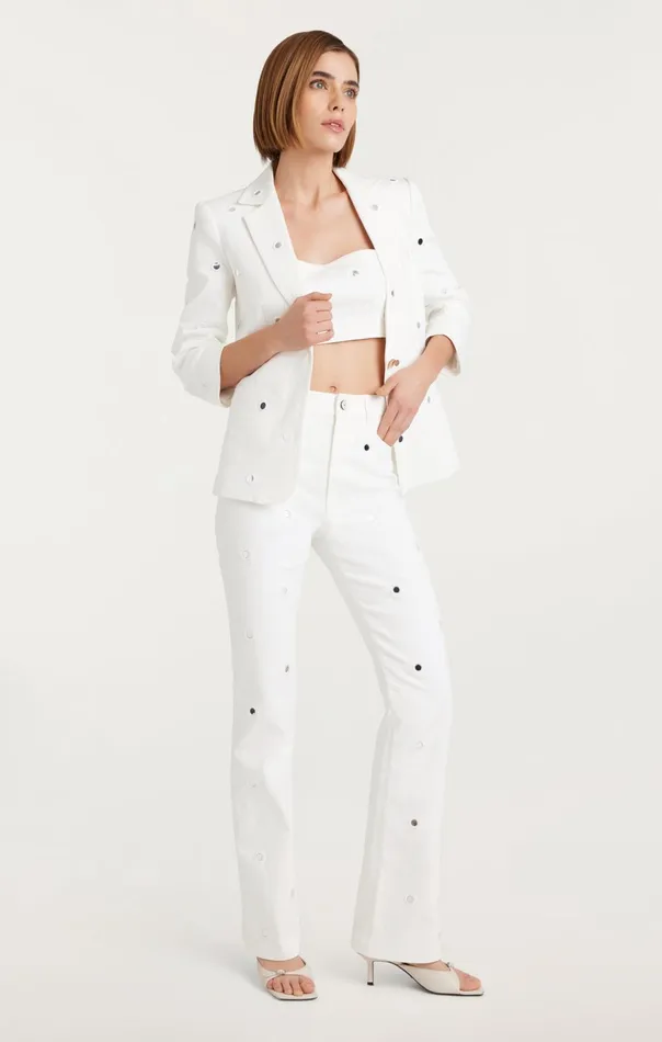 Women Cinq Sept Denim Mirror Denim Khloe Blazer White