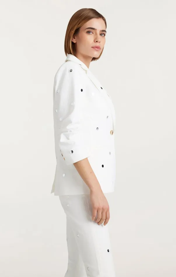 Women Cinq Sept Denim Mirror Denim Khloe Blazer White