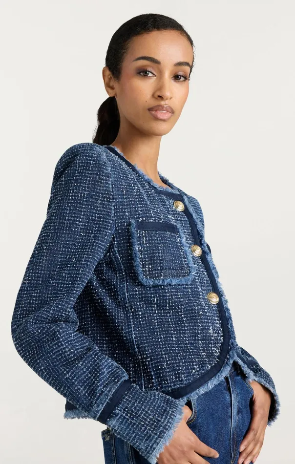 Women Cinq Sept Jackets Boucle Denim Zanda Jacket Indigo