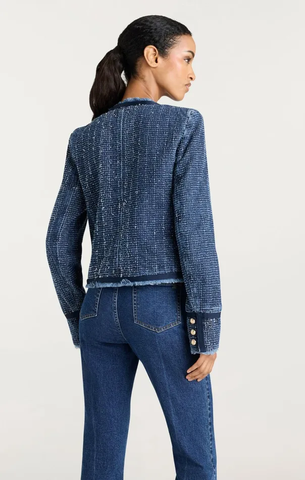 Women Cinq Sept Jackets Boucle Denim Zanda Jacket Indigo