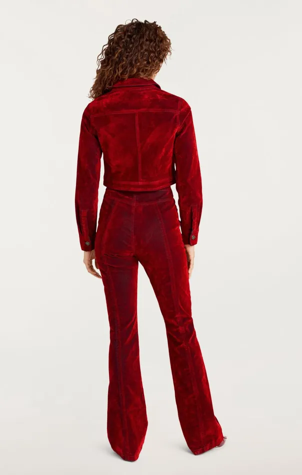 Women Cinq Sept Jackets Flocked Denim Marilee Jacket Pomegranate