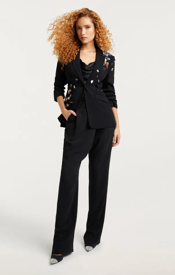 Women Cinq Sept Jackets Sequin Flower Scrunched Cheyenne Blazer Blackmulti