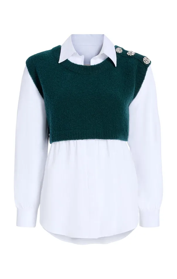 Women Cinq Sept Long Sleeve Tops Alden Pullover Green Onyxwhite