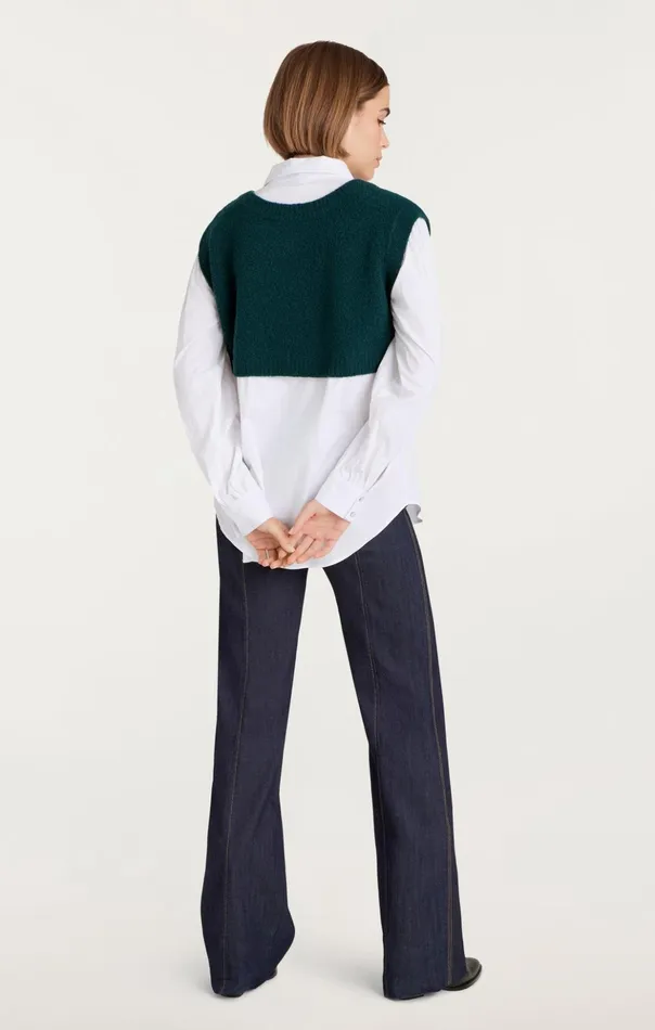 Women Cinq Sept Long Sleeve Tops Alden Pullover Green Onyxwhite