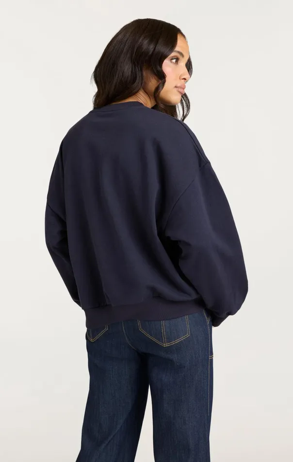 Women Cinq Sept Long Sleeve Tops Denim Love Brandy Pullover Navy