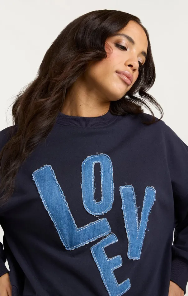 Women Cinq Sept Long Sleeve Tops Denim Love Brandy Pullover Navy