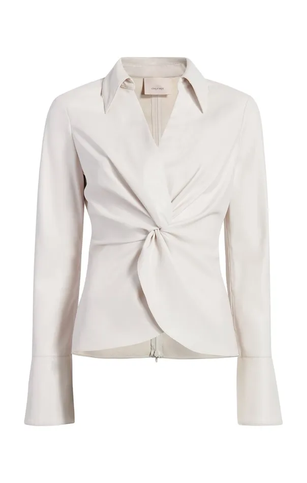 Women Cinq Sept Long Sleeve Tops Faux Leather Mckenna Top Ivory