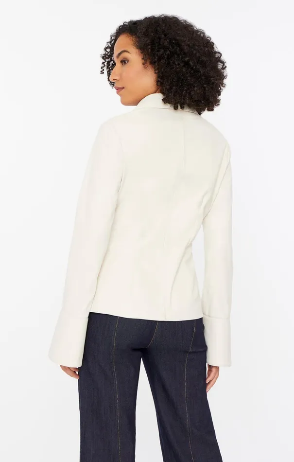 Women Cinq Sept Long Sleeve Tops Faux Leather Mckenna Top Ivory