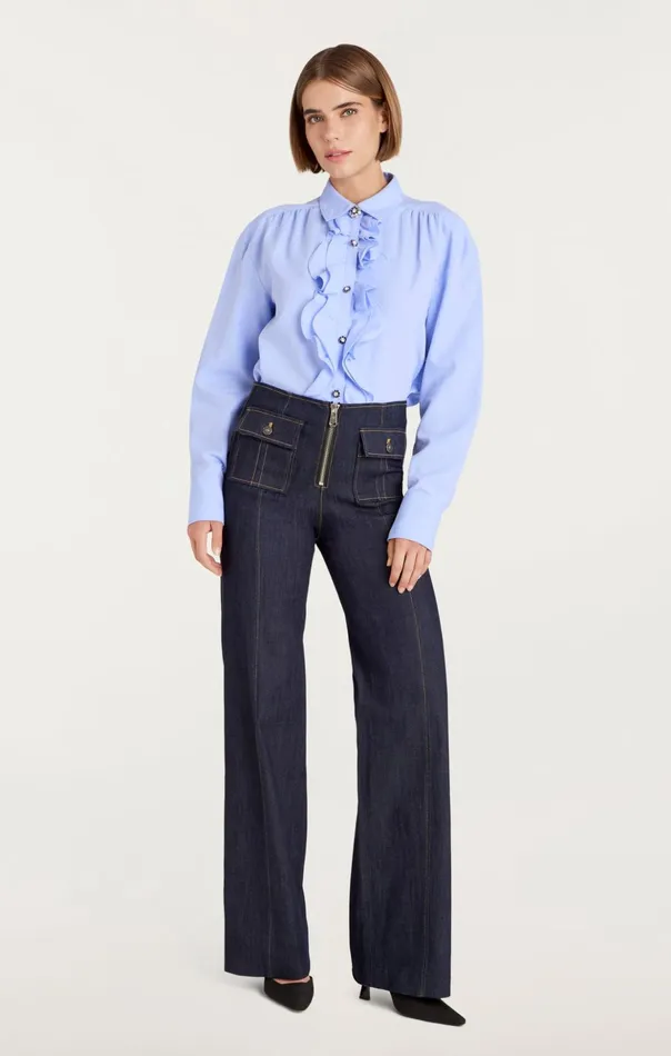 Women Cinq Sept Long Sleeve Tops Kadi Top Rain Cloud
