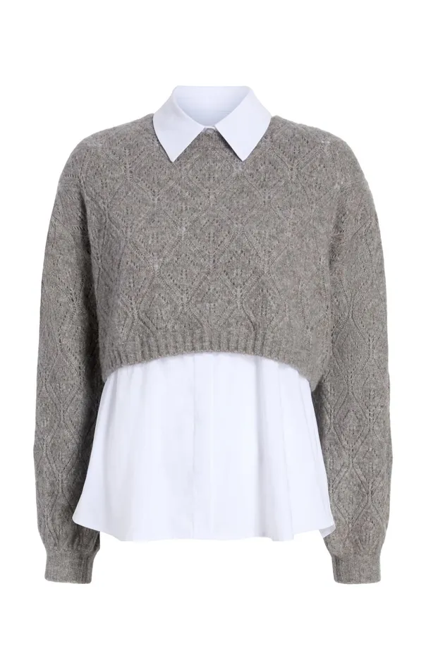 Women Cinq Sept Long Sleeve Tops Landry Pullover Heather Greywhite