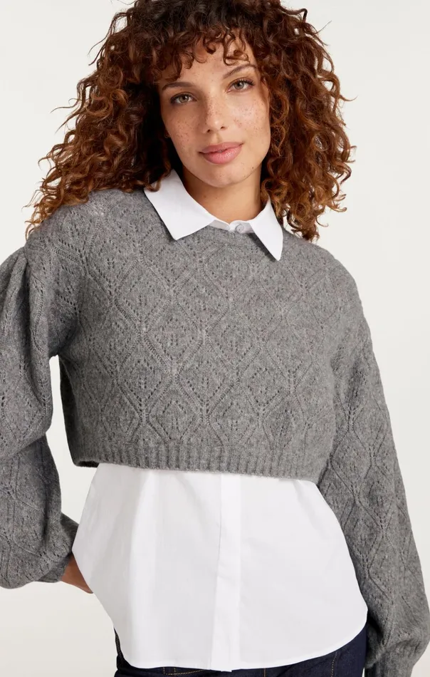 Women Cinq Sept Long Sleeve Tops Landry Pullover Heather Greywhite