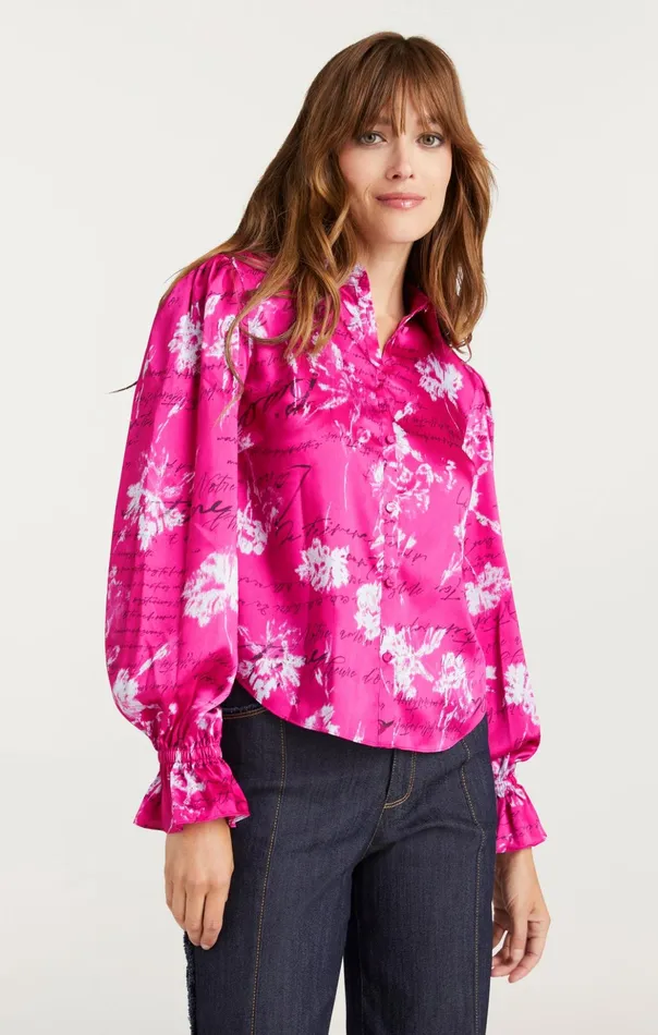 Women Cinq Sept Long Sleeve Tops Warm Carnation Long Sleeve Fiona Top Plum Radish Multi