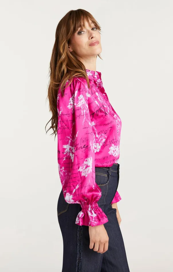 Women Cinq Sept Long Sleeve Tops Warm Carnation Long Sleeve Fiona Top Plum Radish Multi