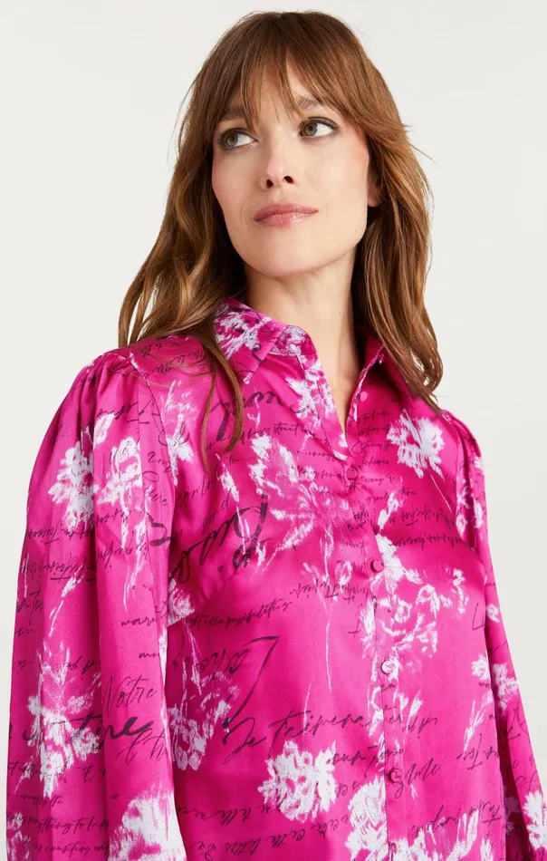 Women Cinq Sept Long Sleeve Tops Warm Carnation Long Sleeve Fiona Top Plum Radish Multi
