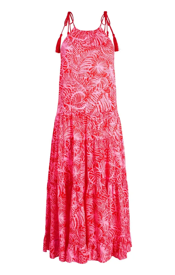 Women Cinq Sept Midi Tropical Inkblot Winnie Dress Bisoububblegum