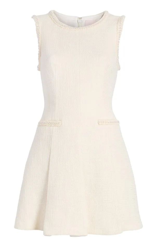 Women Cinq Sept Mini Pearl Sleeveless Nova Dress Ivory