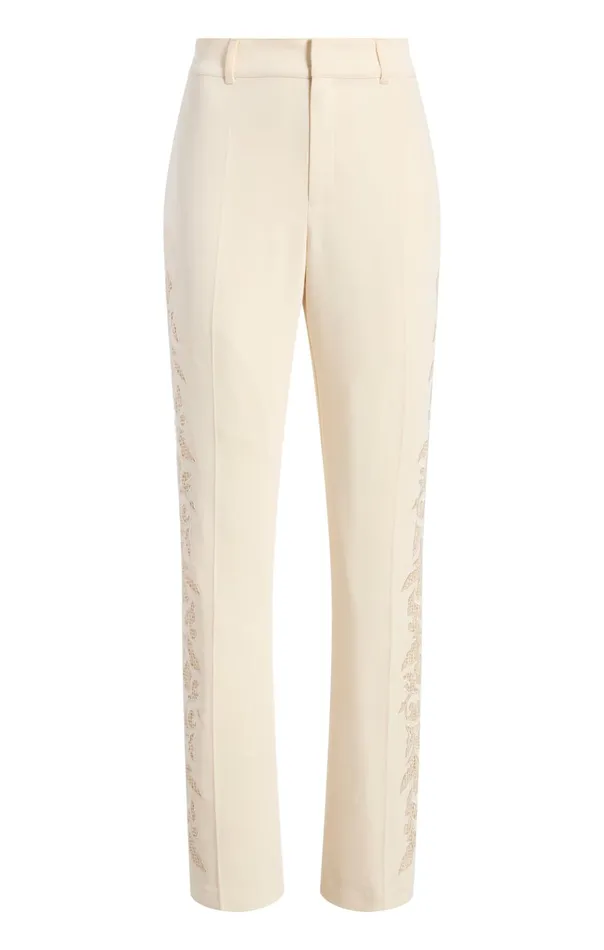 Women Cinq Sept Pants Cutout Paisley Embellished Kerry Pant Gardenia