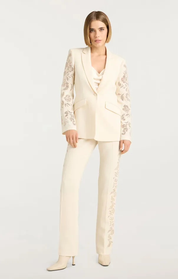 Women Cinq Sept Pants Cutout Paisley Embellished Kerry Pant Gardenia