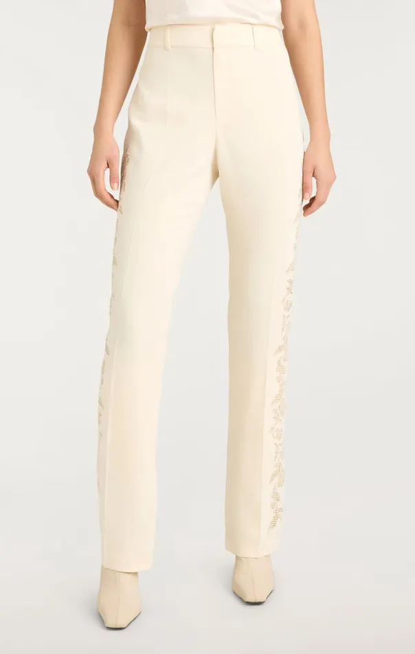 Women Cinq Sept Pants Cutout Paisley Embellished Kerry Pant Gardenia