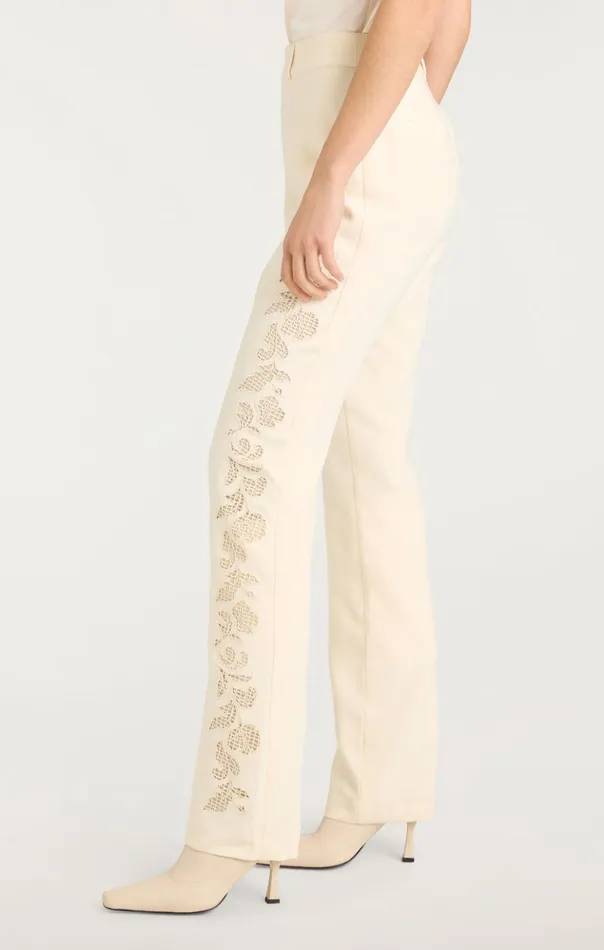Women Cinq Sept Pants Cutout Paisley Embellished Kerry Pant Gardenia