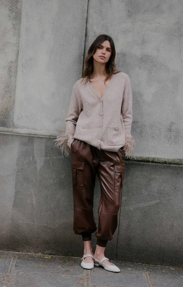 Women Cinq Sept Pants Lite Vegan Leather Jenning Pants Espresso