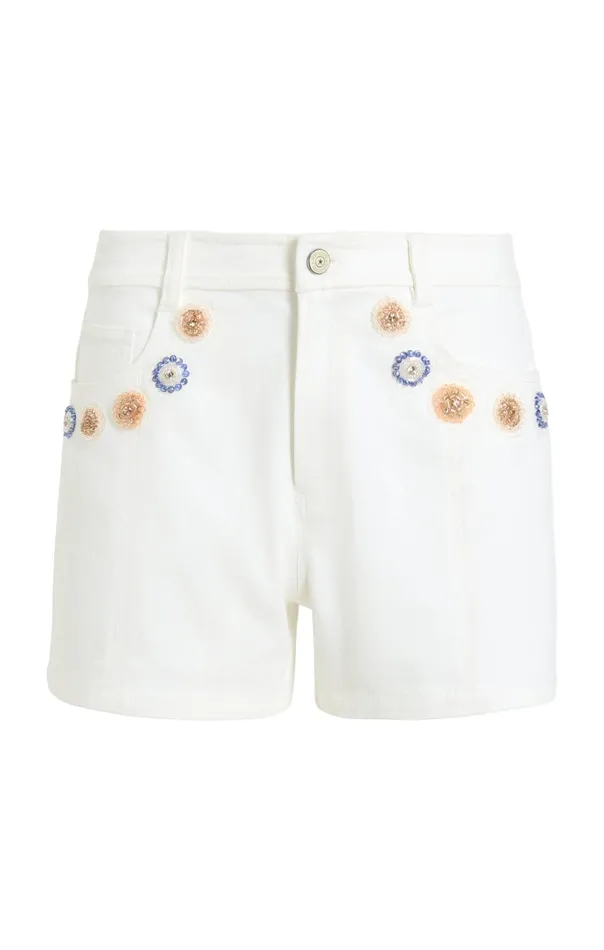 Women Cinq Sept Shorts Ditsy Dots Brea Short White