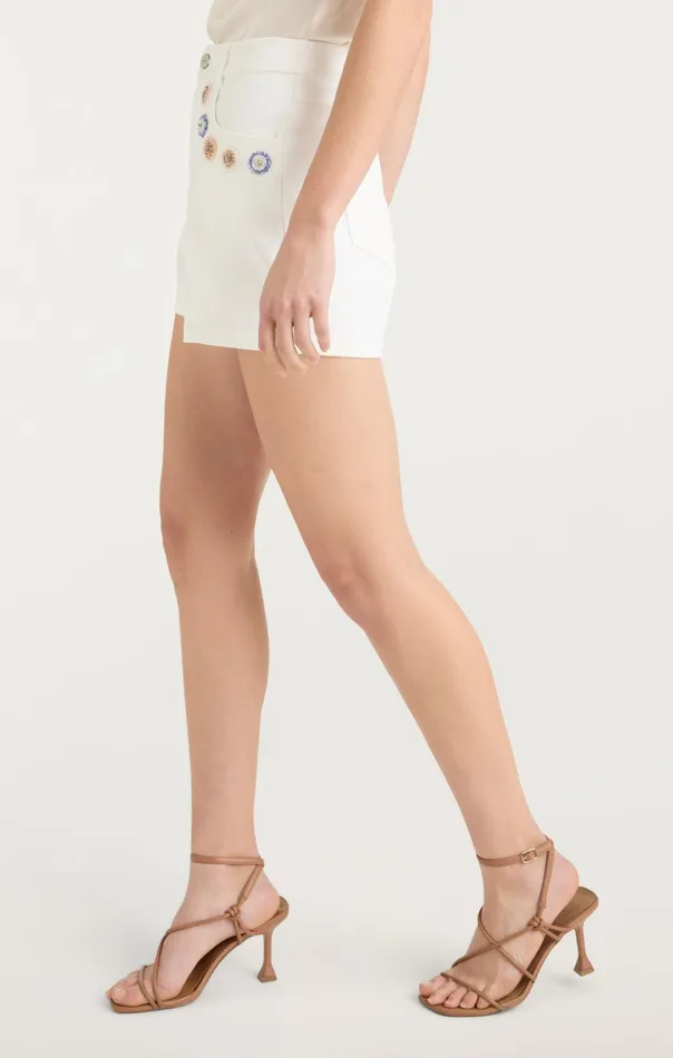 Women Cinq Sept Shorts Ditsy Dots Brea Short White