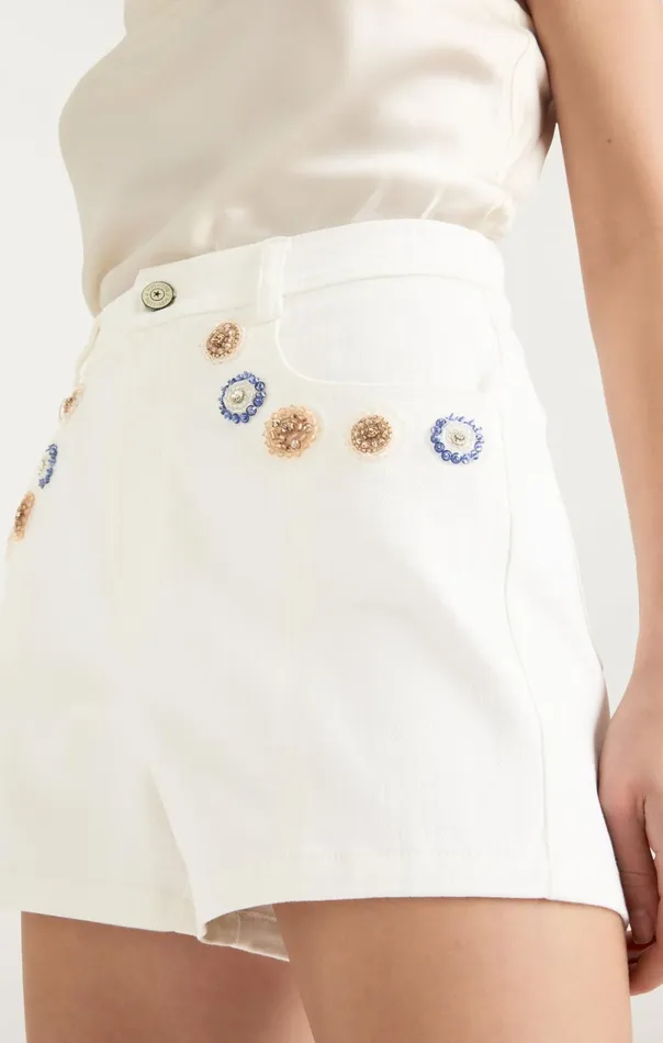 Women Cinq Sept Shorts Ditsy Dots Brea Short White