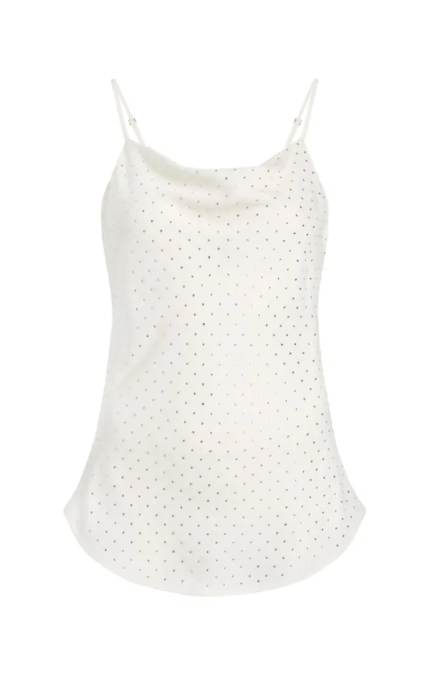 Women Cinq Sept Tank Tops and Camisoles Allover Heatset Marta Cami Ivory