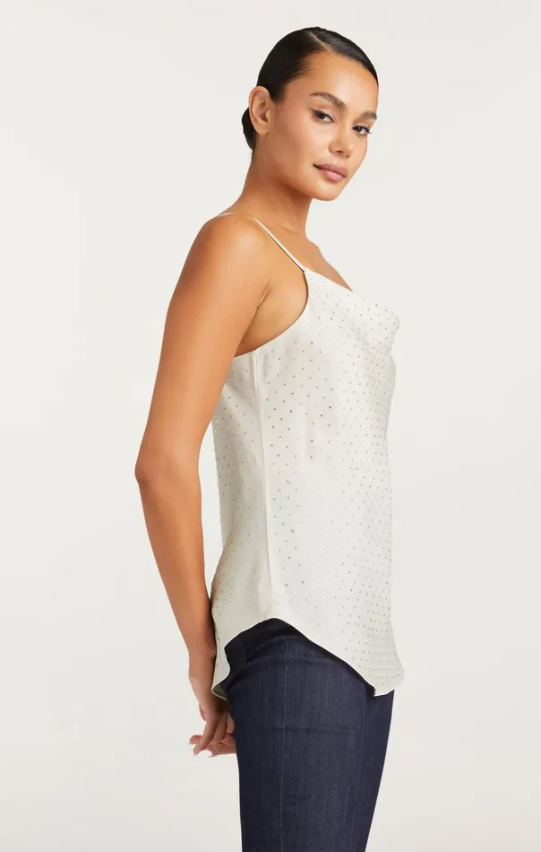 Women Cinq Sept Tank Tops and Camisoles Allover Heatset Marta Cami Ivory