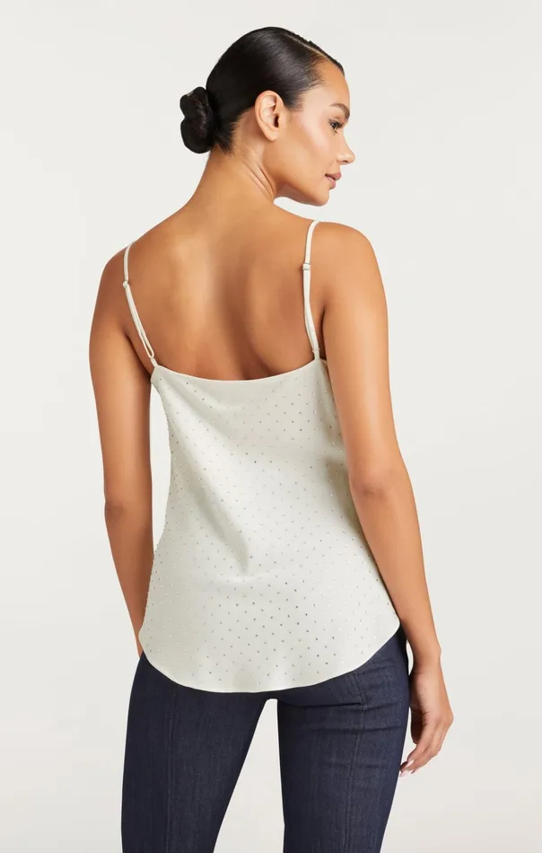 Women Cinq Sept Tank Tops and Camisoles Allover Heatset Marta Cami Ivory