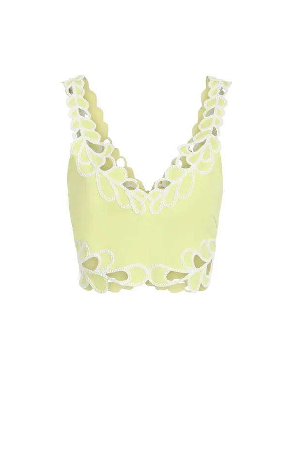 Women Cinq Sept Tank Tops and Camisoles Bonnie Top Lime Kisswhite