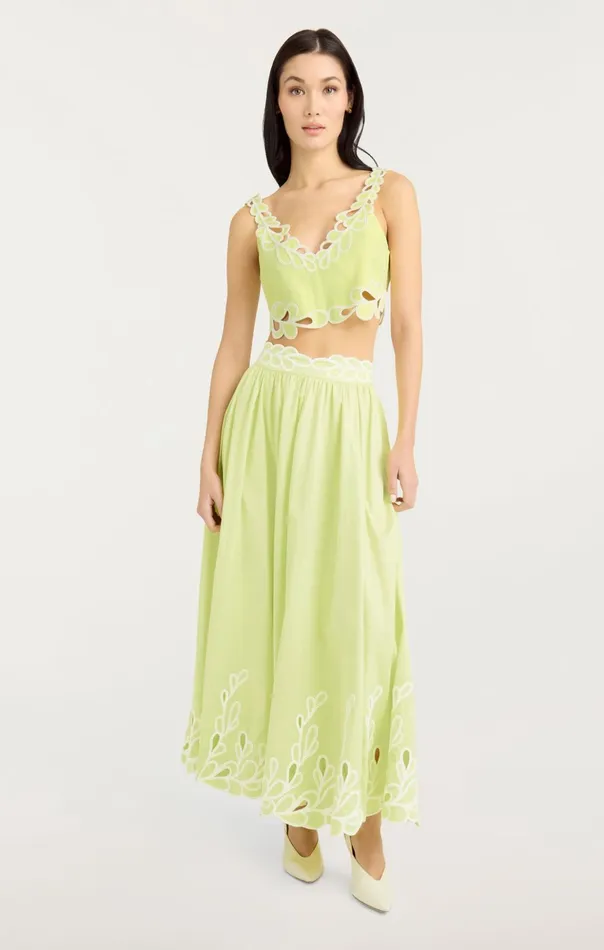 Women Cinq Sept Tank Tops and Camisoles Bonnie Top Lime Kisswhite