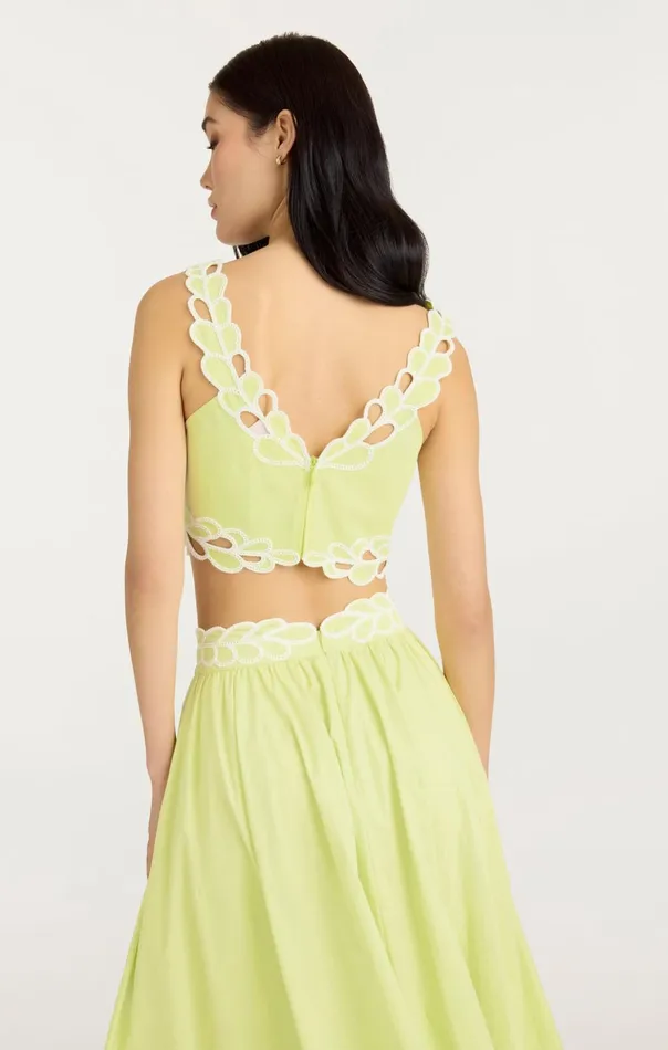 Women Cinq Sept Tank Tops and Camisoles Bonnie Top Lime Kisswhite