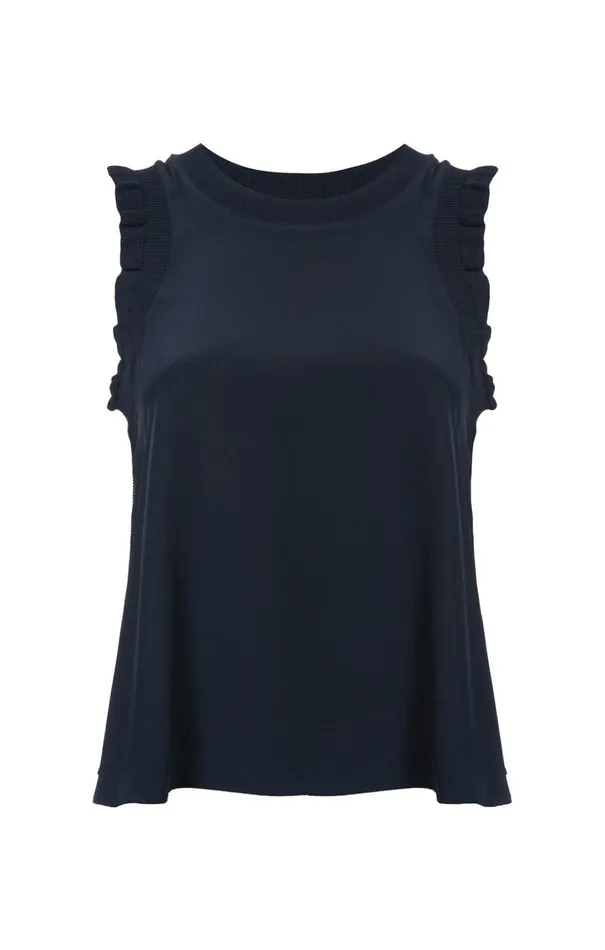 Women Cinq Sept Tank Tops and Camisoles Lenore Top Navy