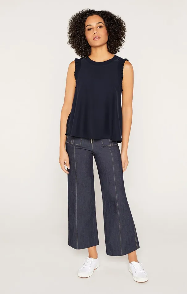 Women Cinq Sept Tank Tops and Camisoles Lenore Top Navy