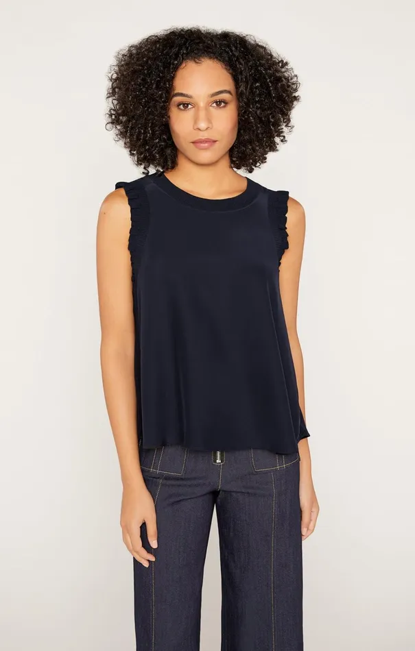 Women Cinq Sept Tank Tops and Camisoles Lenore Top Navy