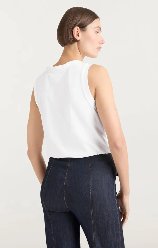 Women Cinq Sept Tank Tops and Camisoles Sleeveless Braided Tee White