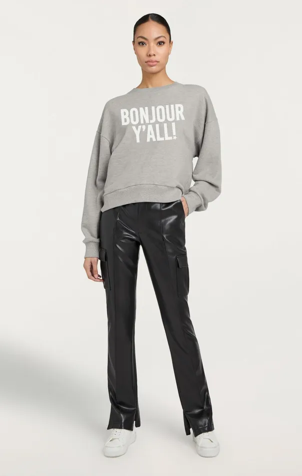 Women Cinq Sept Tees and Pullovers Bonjour Y039all Brandy Pullover Heather Greywhite