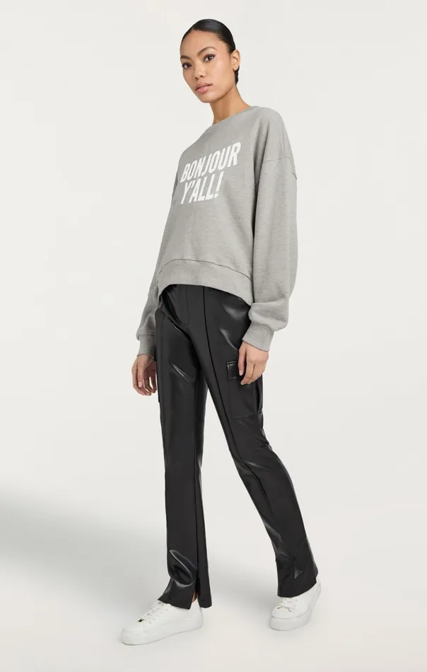 Women Cinq Sept Tees and Pullovers Bonjour Y039all Brandy Pullover Heather Greywhite