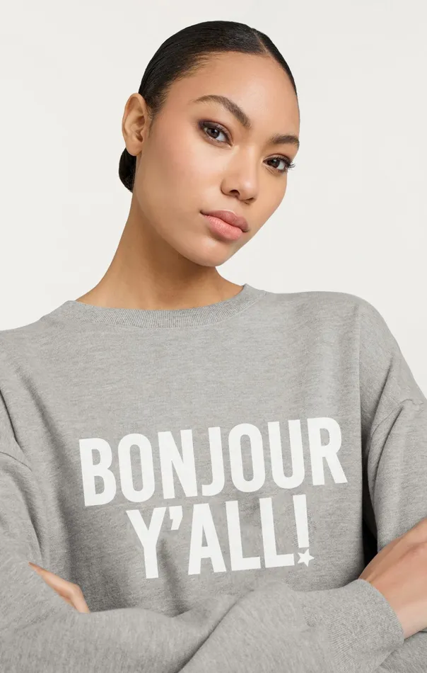 Women Cinq Sept Tees and Pullovers Bonjour Y039all Brandy Pullover Heather Greywhite