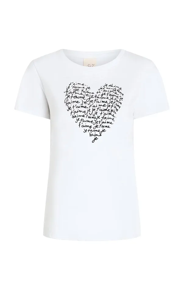 Women Cinq Sept Tees and Pullovers Je T039aime Heart Tee Whiteblack