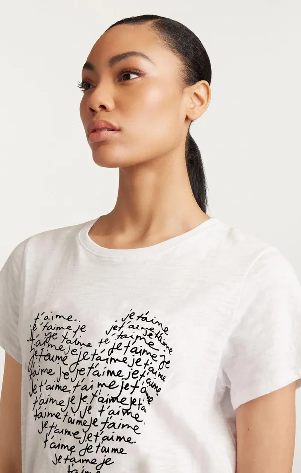 Women Cinq Sept Tees and Pullovers Je T039aime Heart Tee Whiteblack