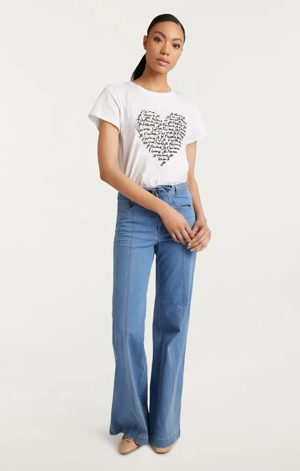 Women Cinq Sept Tees and Pullovers Je T039aime Heart Tee Whiteblack