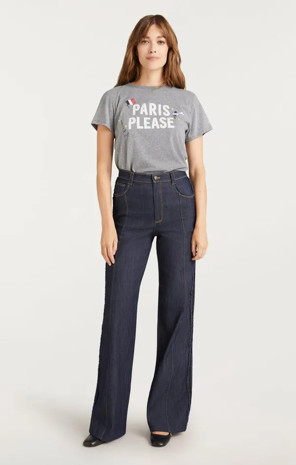 Women Cinq Sept Tees and Pullovers Paris Please Tee Heather Greywhite